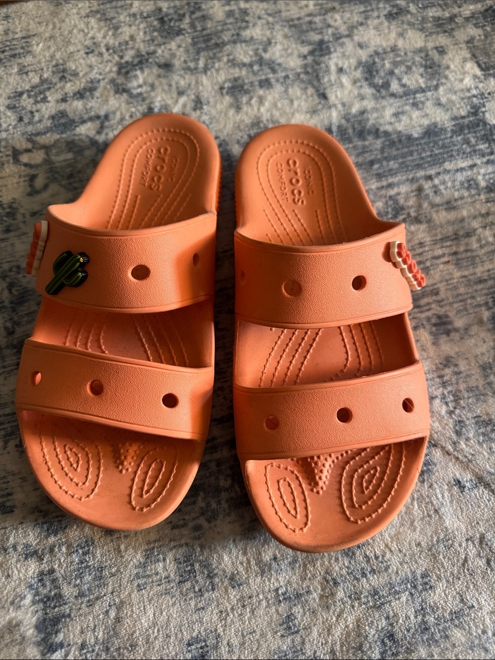 CROCS Womens Double-Strap Slide Sandals - Orange